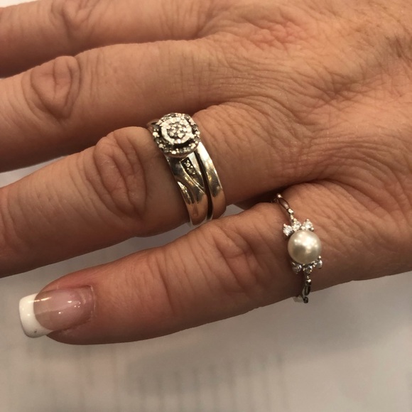 Genuine pearl and .925 adjustable sterling silver ring - Picture 4 of 7